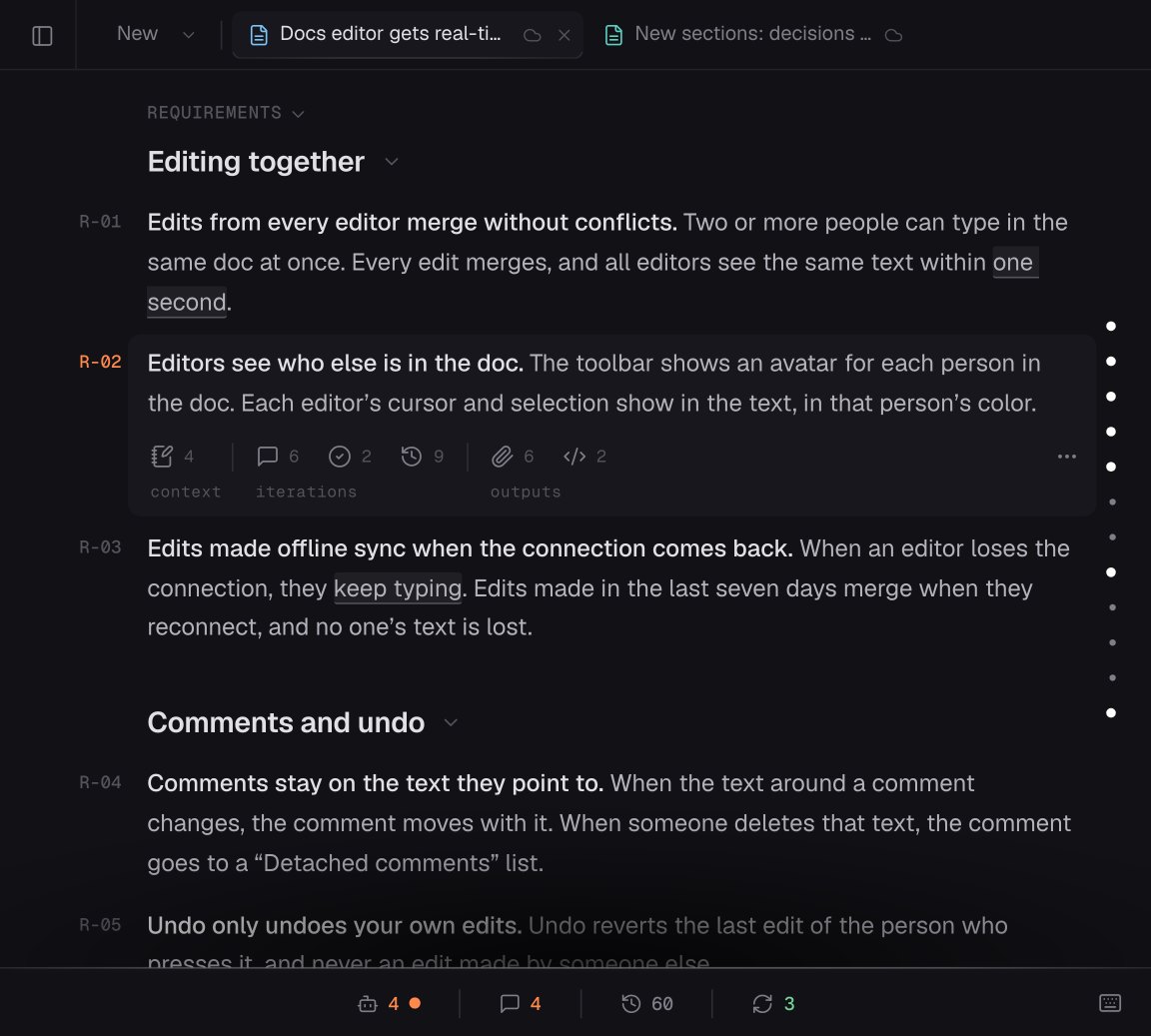 The plan's requirements, their statuses moving up one by one to Built